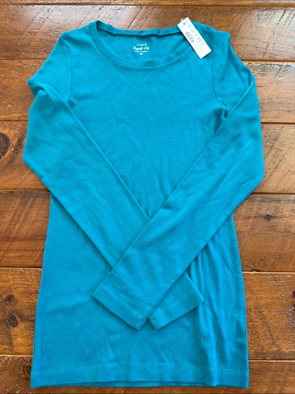 J. Crew Long Sleeve Crewneck Top in Teal Blue